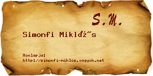 Simonfi Miklós névjegykártya