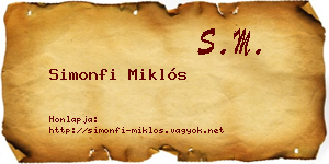Simonfi Miklós névjegykártya